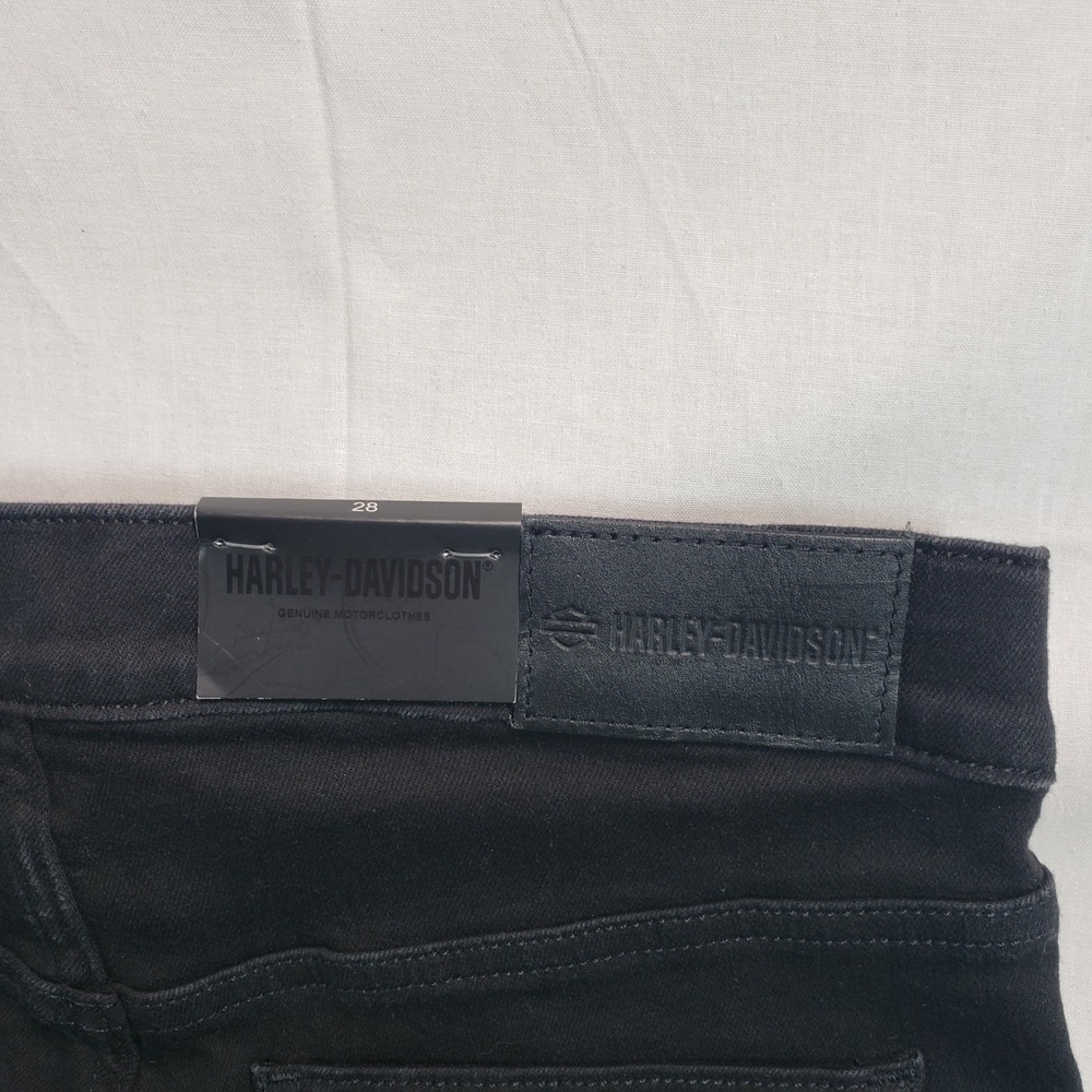 Harley Davidson Womens Skinny Pull On Jeans Black High Rise Size 28 Denim - Picture 7 of 9